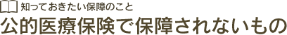 知っておきたい保障のこと 公的医療保険で保障されないもの