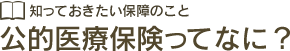 知っておきたい保障のこと 公的医療保険ってなに？