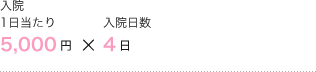 入院1日当たり5,000円×入院日数4日